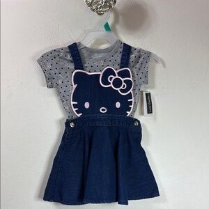 (R0) Hello Kitty Denim Overall Dress, size 2T, Toddler Girls 2-Pc. Denim
